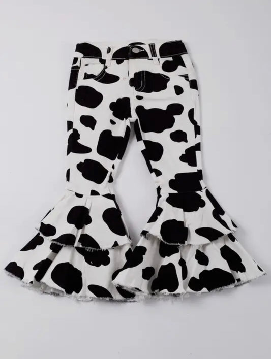 Cow print jeans